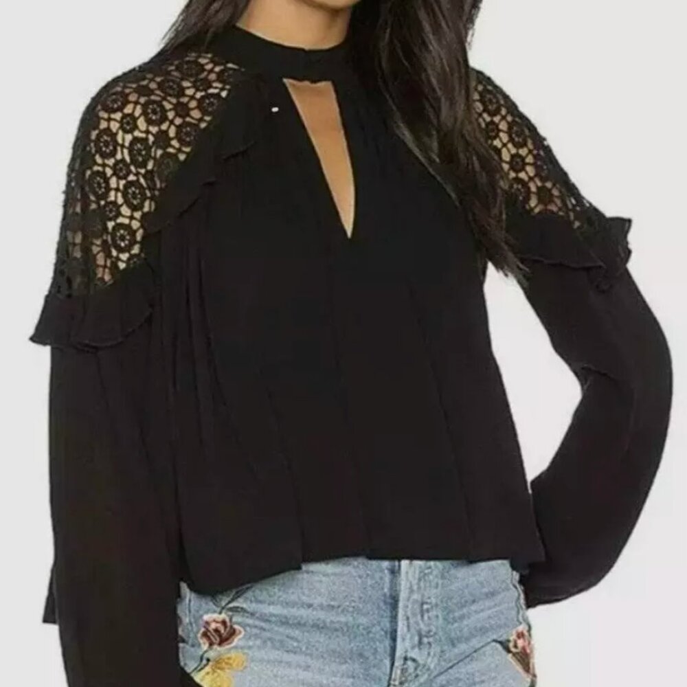 Free People Black Lace Women's Top Small